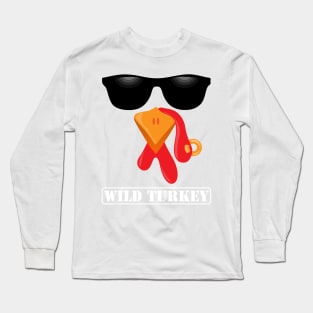 Wild Turkey Face Thanksgiving Halloween Costume Long Sleeve T-Shirt